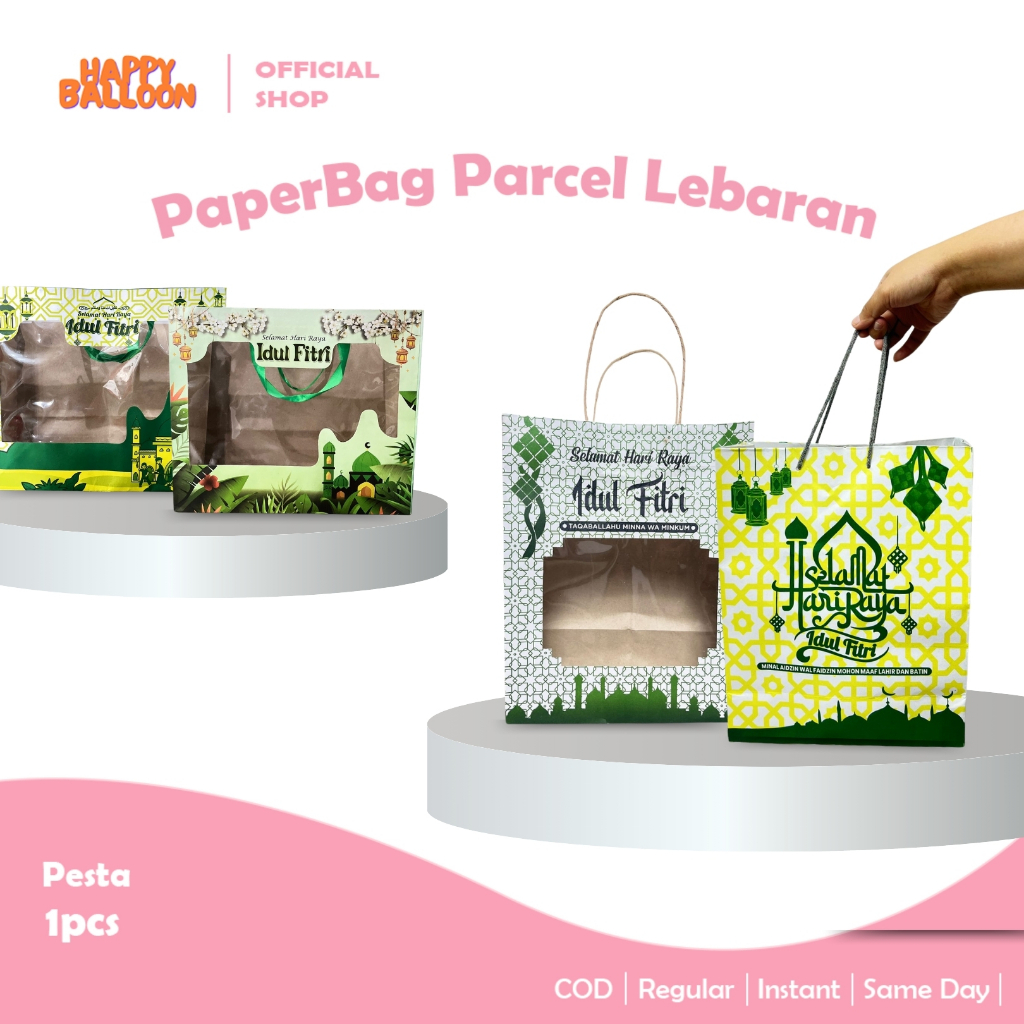 

HappyBalloon 12pc Paper Bag / Paperbag Parcel Idul Fitri / Lebaran
