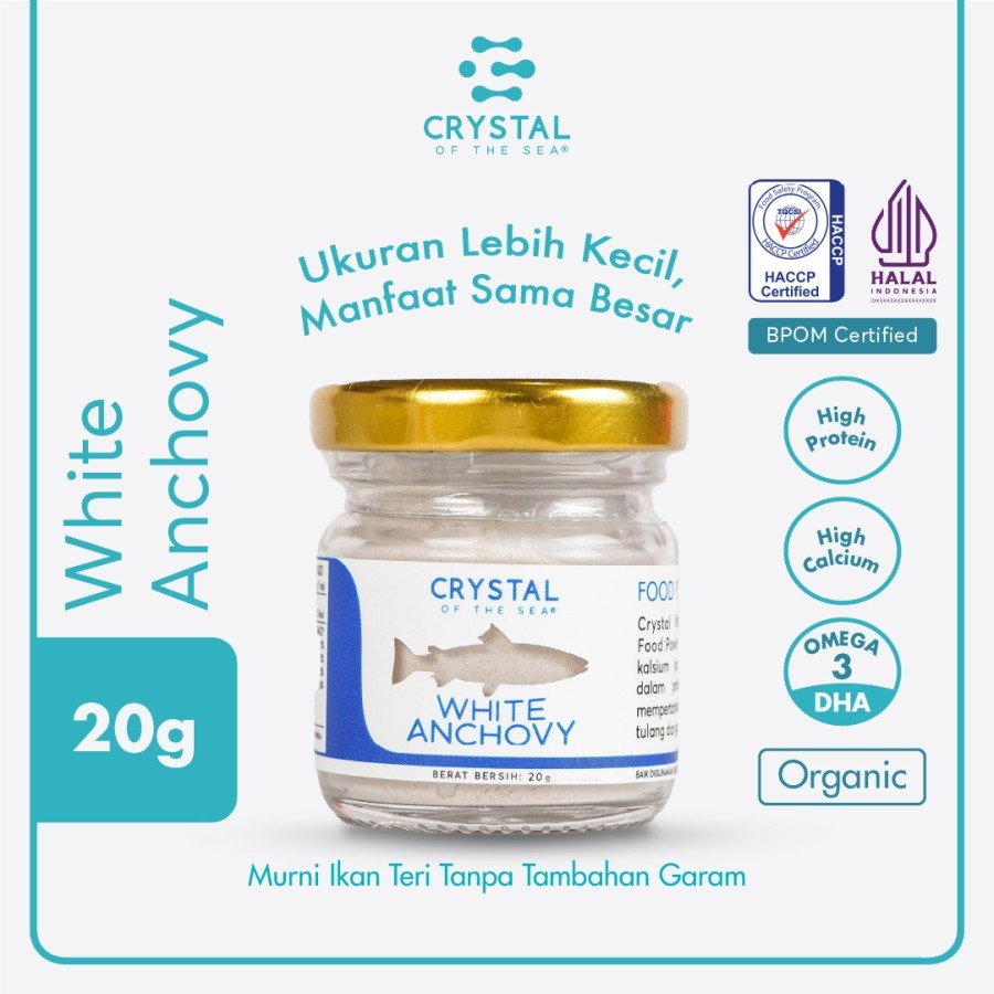 

Crystal of The Sea White Anchovy Powder 20g - Makanan Bubuk Ikan Teri Penyedap Nasi