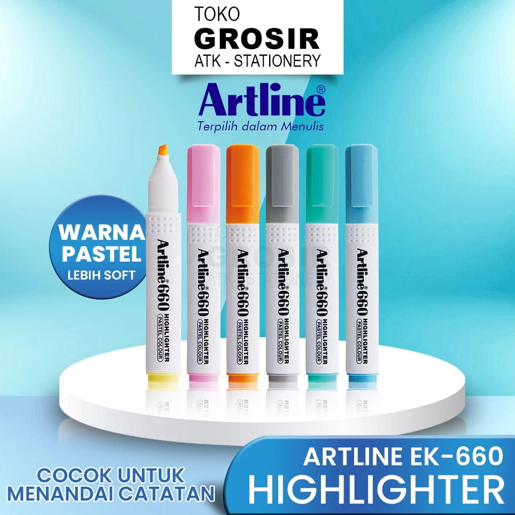 

(LIVE) ARTLINE Spidol Highlighter Marker EK-660 WARNA PASTEL