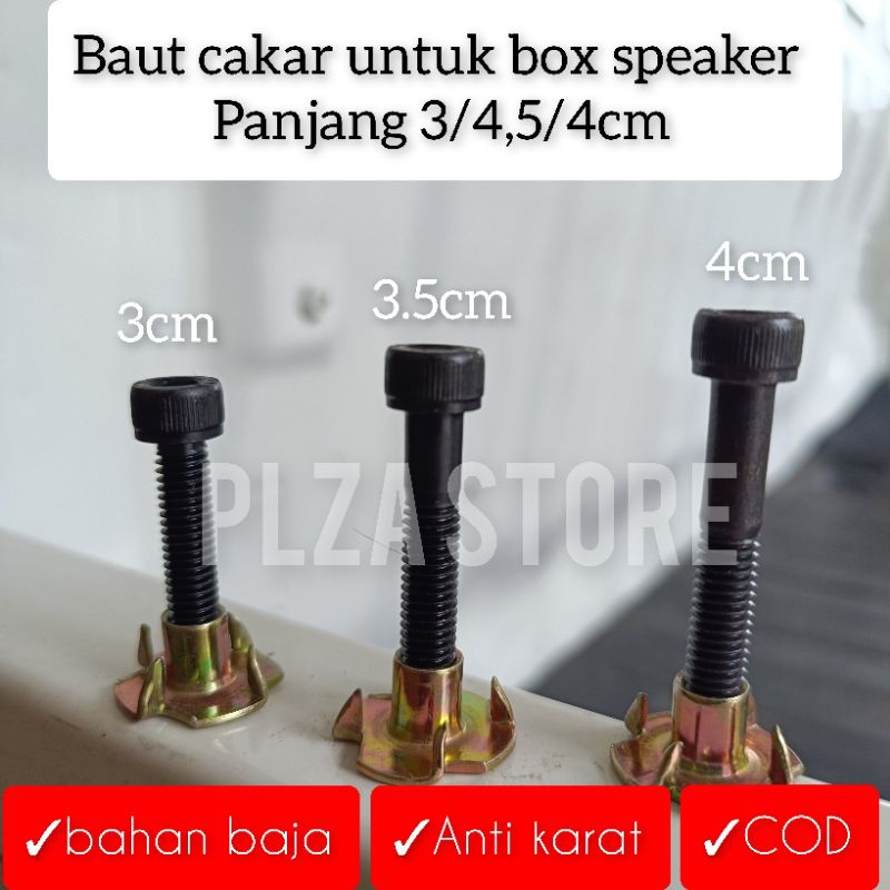 Baut cakar box speaker M6 Panjang 3cm/3.5cm/4cm bahan baja asli anti karat baut mur cakar untuk spik