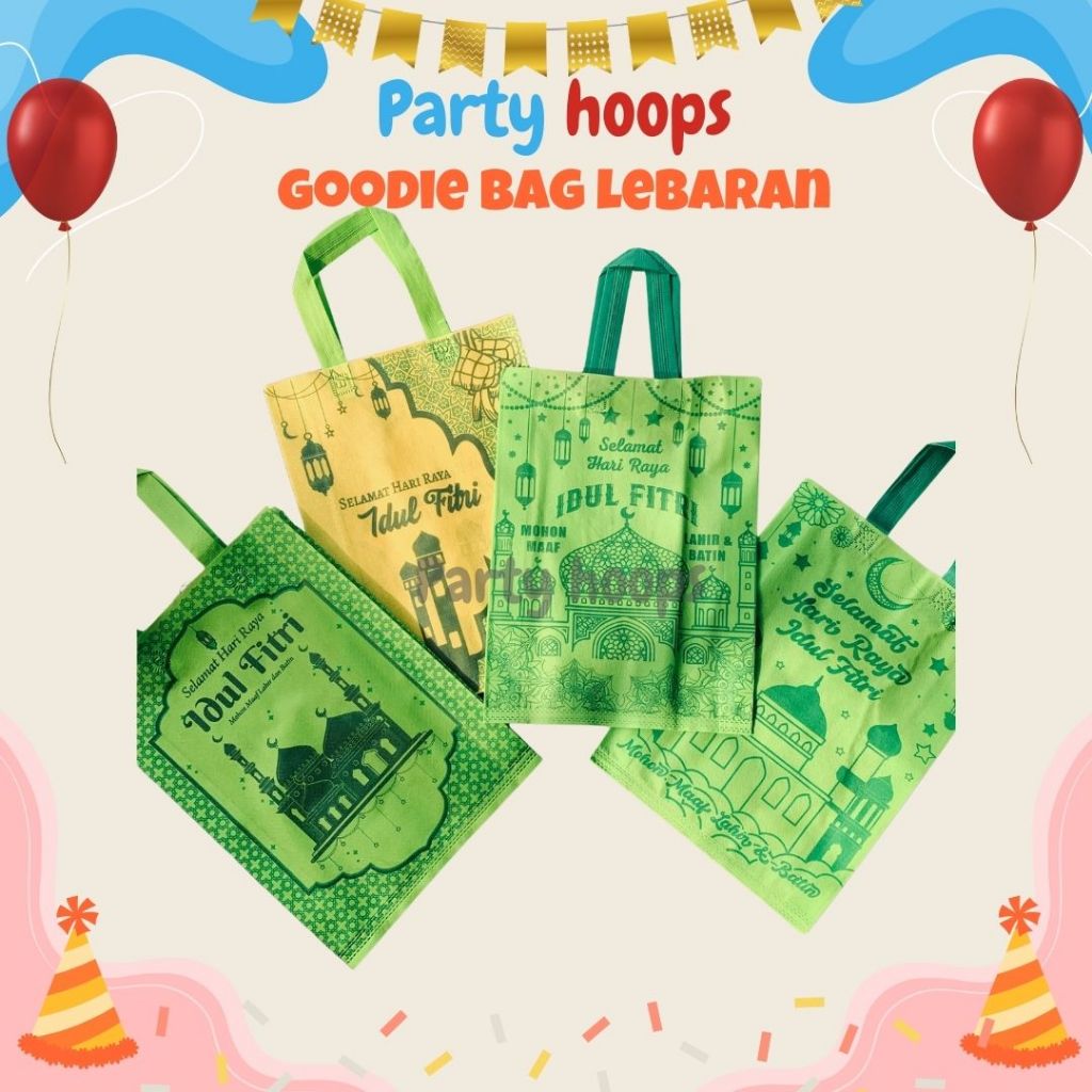 

12PcsTas Spunbond Lebaran Tas Bingkisan Hari Raya Idul Fitri 30x40cm Goodie Bag Lebaran