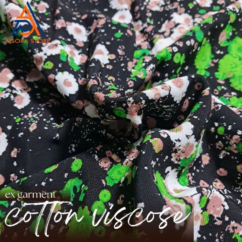 kain katun viscose motif bunga | kain viscose import motif bunga | kain katun premium motif