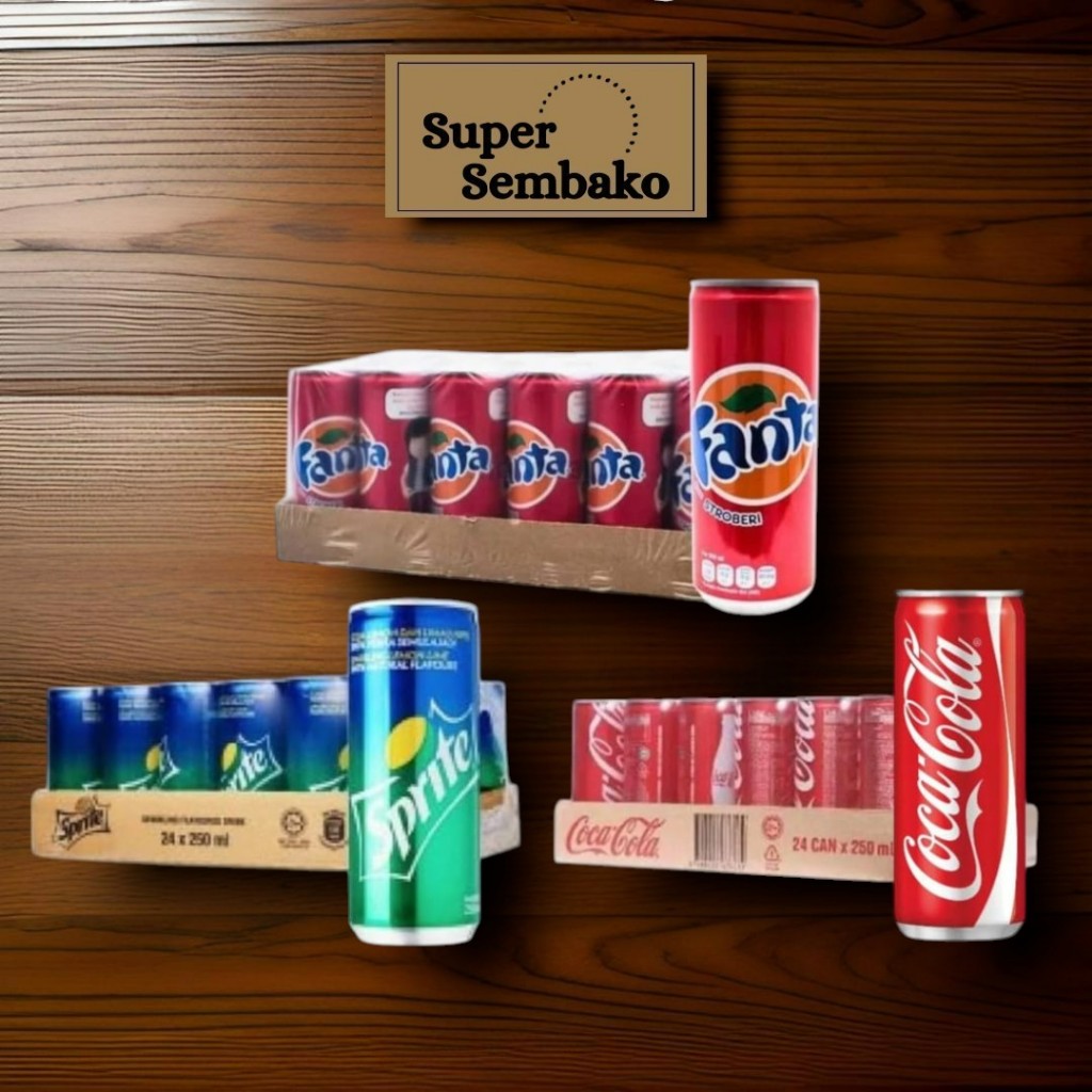 

FANTA / COCA COLA / SPRITE KALENG 250ml PER DOS ISI 24