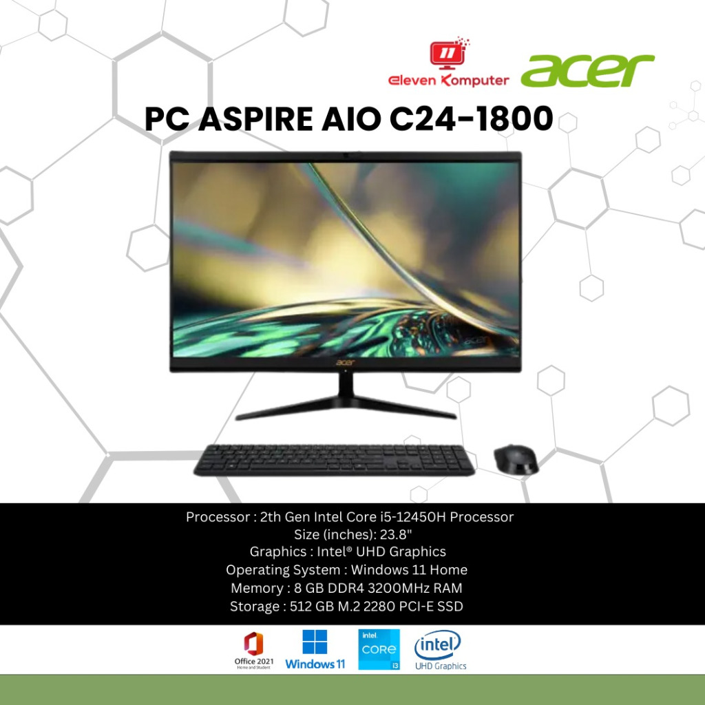 PC ALL IN ONE ACER C24-1800 i5-12450H 8GB 512GB SSD 23,8" FHD OHS W11