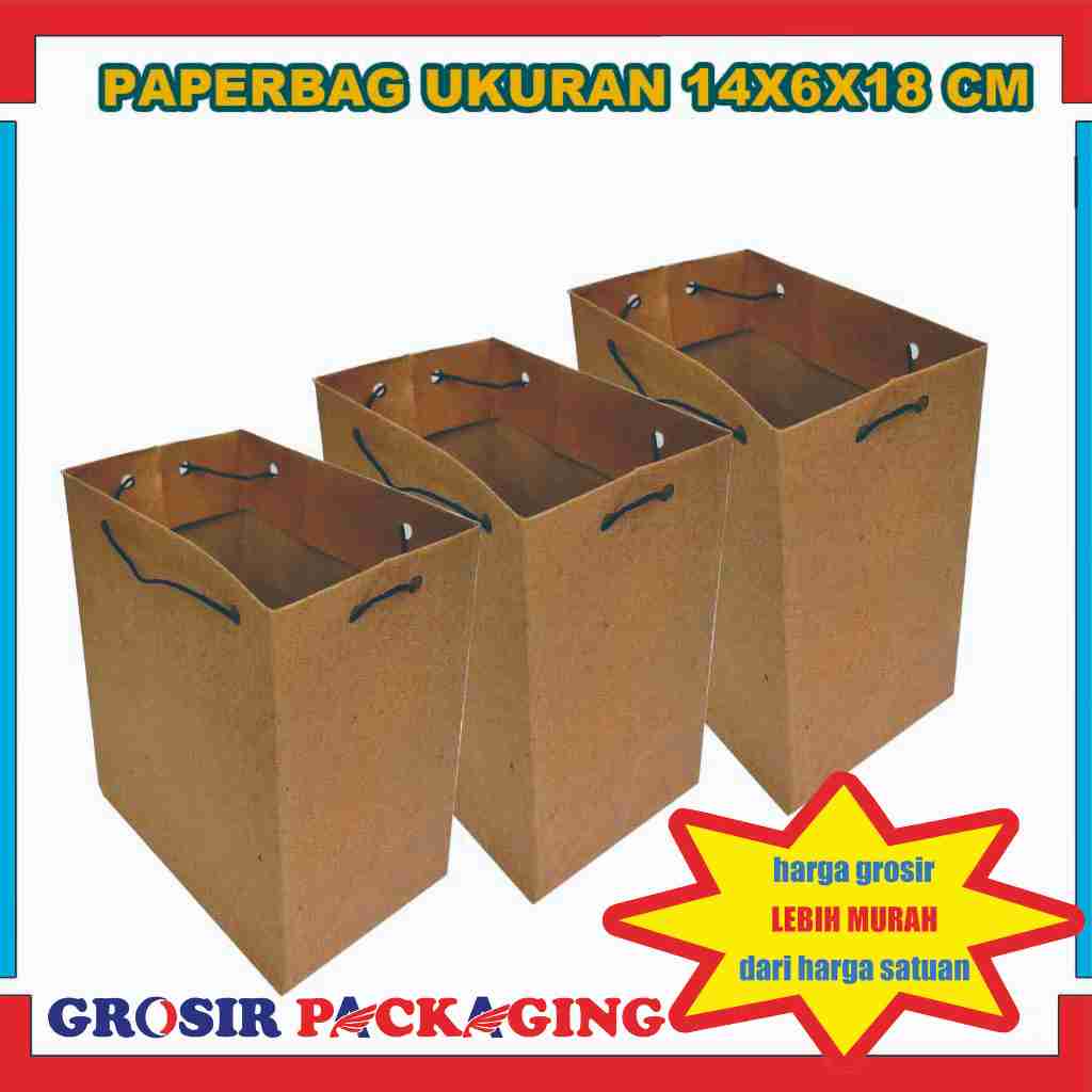 

(PAKET 20 LUSIN) Paper Bag 14x6x18 Cm / Tas Kertas / Tas Kado / Tas Souvenir / Paperbag kecil