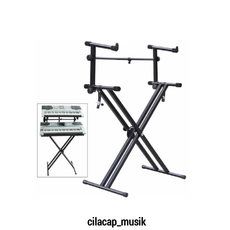 STAND KEYBOARD SUSUN STAND KEYBOARD 2 TINGKAT STAND DUA SUSUN
