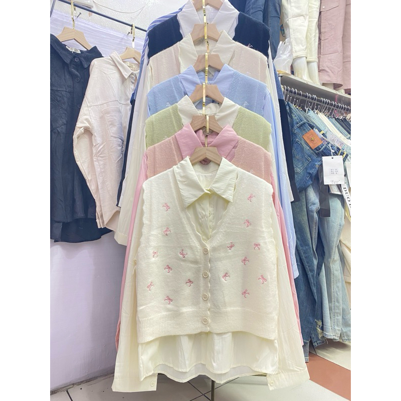 BLUS IMPORT KOMBINASI RAJUT WANITA PREMIUM