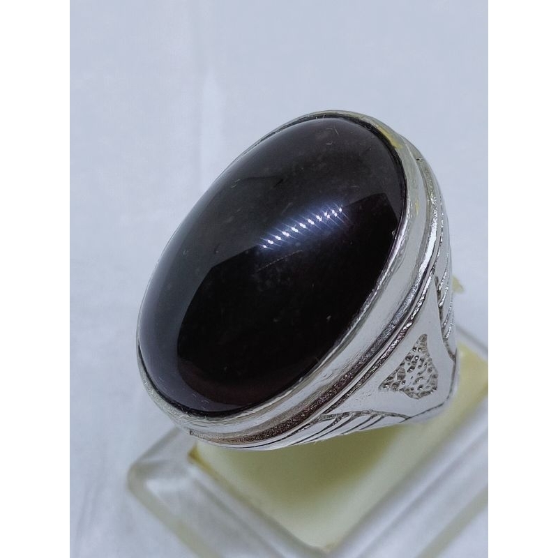 Cincin batu natural kecubung api yaman wulung HQ koleksi batu akik