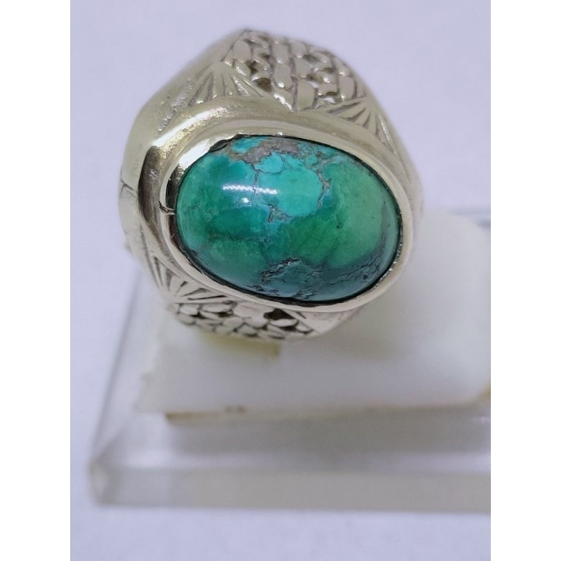 Pirus Persia Hijau 2 Lafadz Allah cincin batu pirus lawas koleksi batu akik jadul