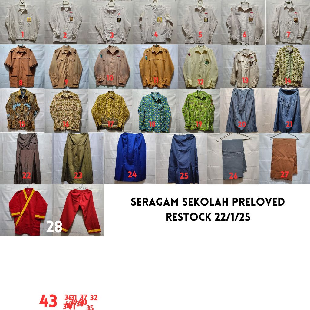 seragam sekolah sd smp sma preloved