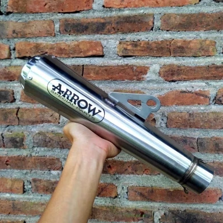 Exhaust Arrow muffler only stainless inlet 51mm Exhaust Muffler only stainless arrow