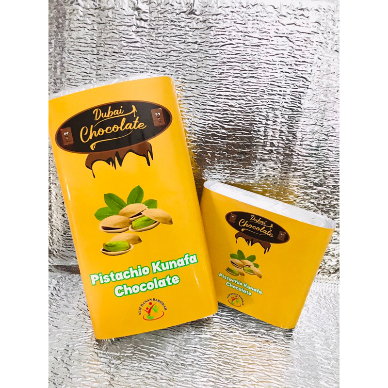 

Coklat Dubai Premium bahan isian KUNAFA & PISTACHIO ASLI