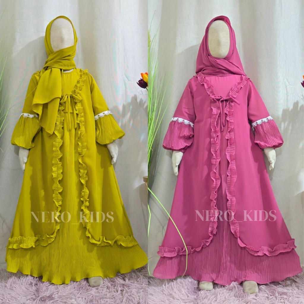 [ FREE HIJAB ] gamis anak TERVIRAL /gamis ala korean gamis mewah dres impor  gamis anak bahan cruti 