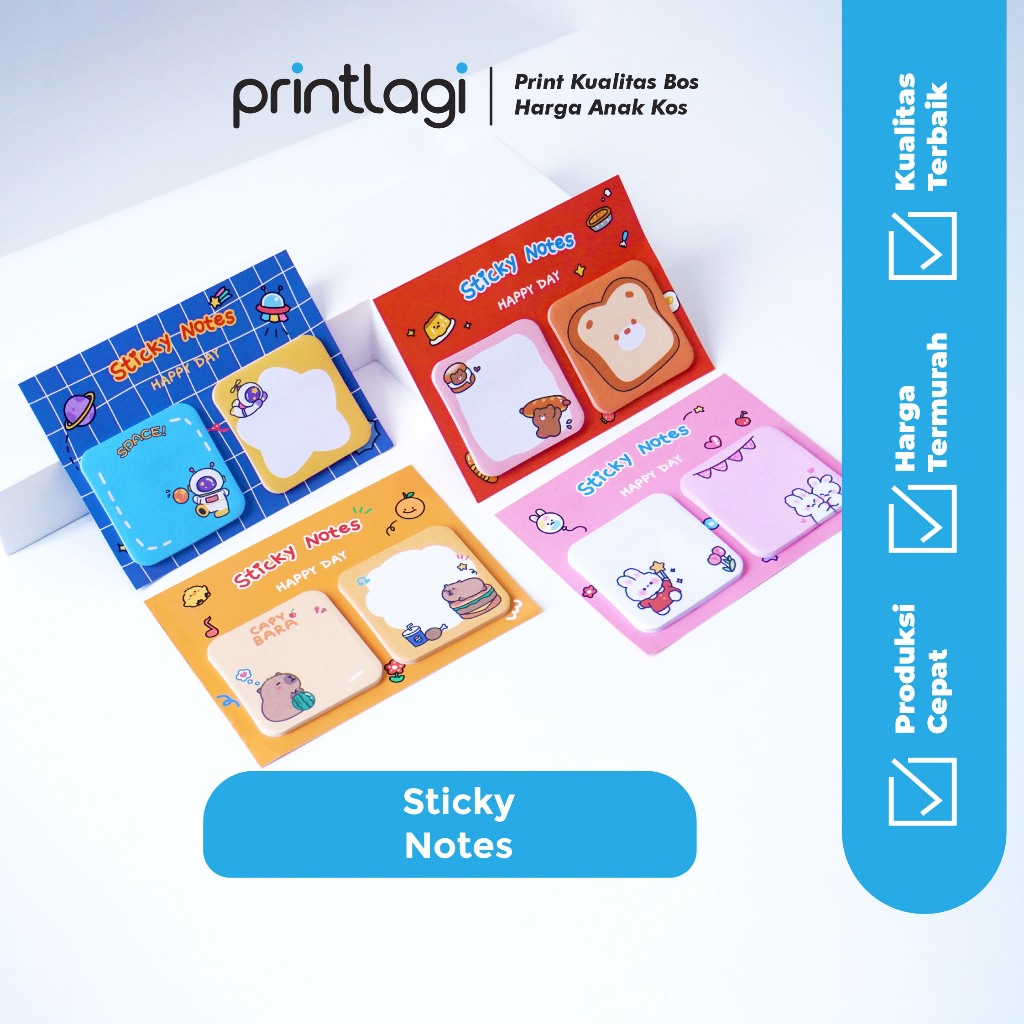 

Memo Pad Sticky Notes 2 in 1 - Tempelan Notes Tema Kartun Lucu - Isi 60 Lembar