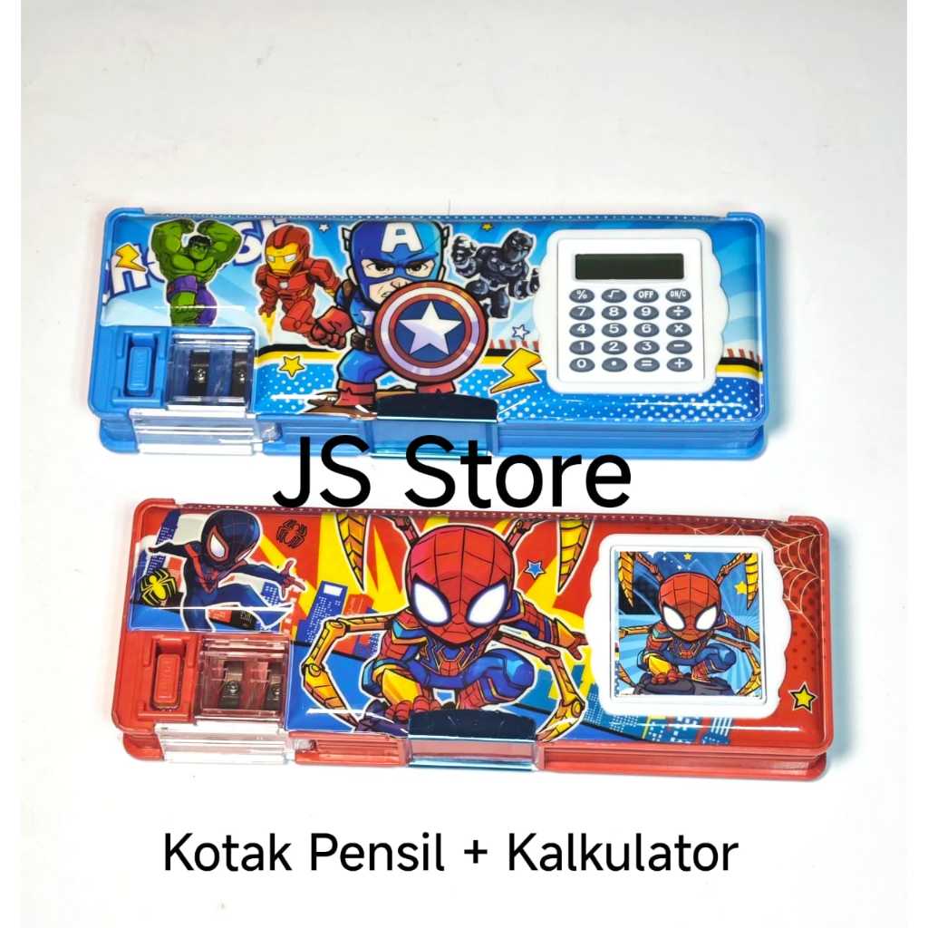 

Kotak Pensil Magnet 2 sisi + Kalkulator Karakter Avengers Spiderman Superhero/ Tepak Pensil Karakter Anak laki