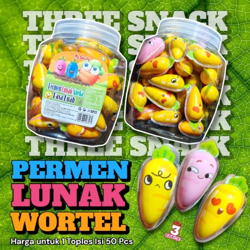 

1 TOPLES PERMEN LUNAK WORTEL EMOT ISI -/+ 50 PCS
