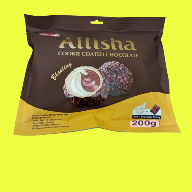 

Coklat Ailisha 200g ( milk+Chocolate) Cokelat Compound Salut Kukis