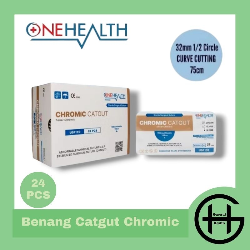 Benang Catgut Chromic OneHealth  Chromic Catgut OneHealth CHROMIC  75 CM