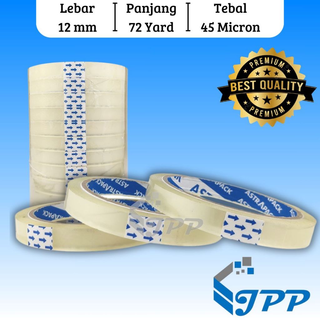 

LAKBAN BENING ISOLASI BENING 12 mm 72 yard 45 micron ASTRAPACK KUALITAS DAIMARU TERMURAH BERKUALITAS