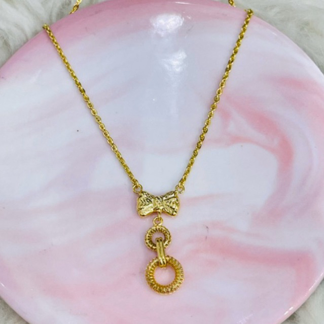 kalung fancy pita ring ring terbaru simple elegant emas asli kadar 700