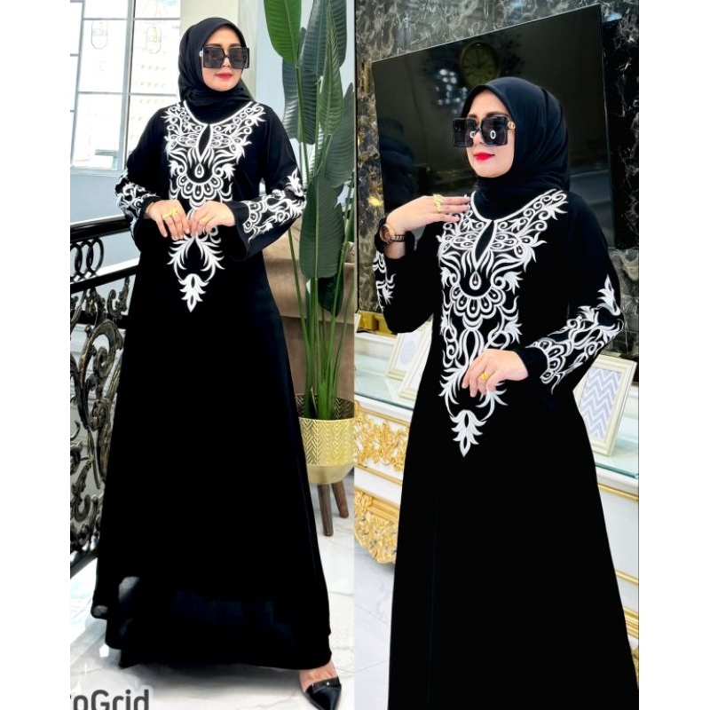 ABAYA JET BLACK GAMIS SYARI MEWAH TERBARU FASHION MUSLIMAH WANITA