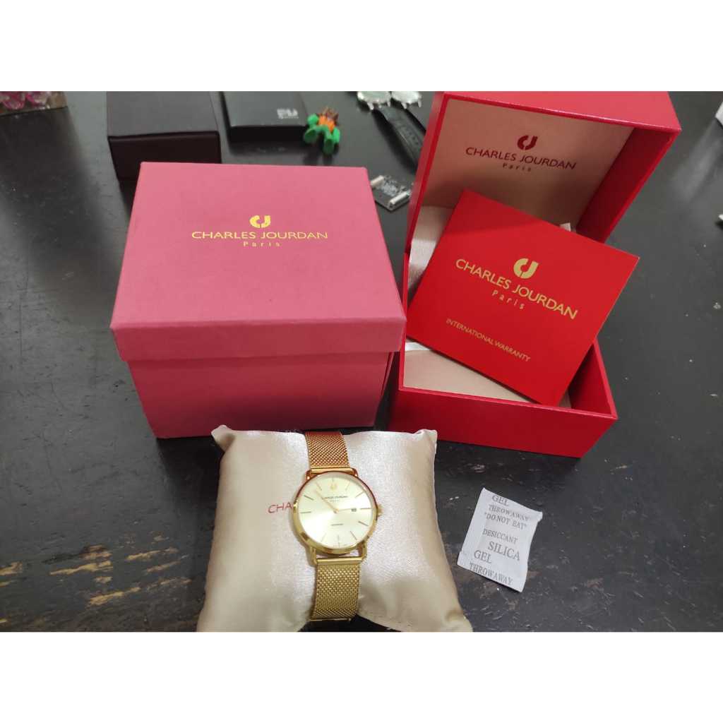 Jam Tangan Wanita Charles Jourdan Paris Gold Original Watch CJ1002 Original Ori Classic Elegan Mewah