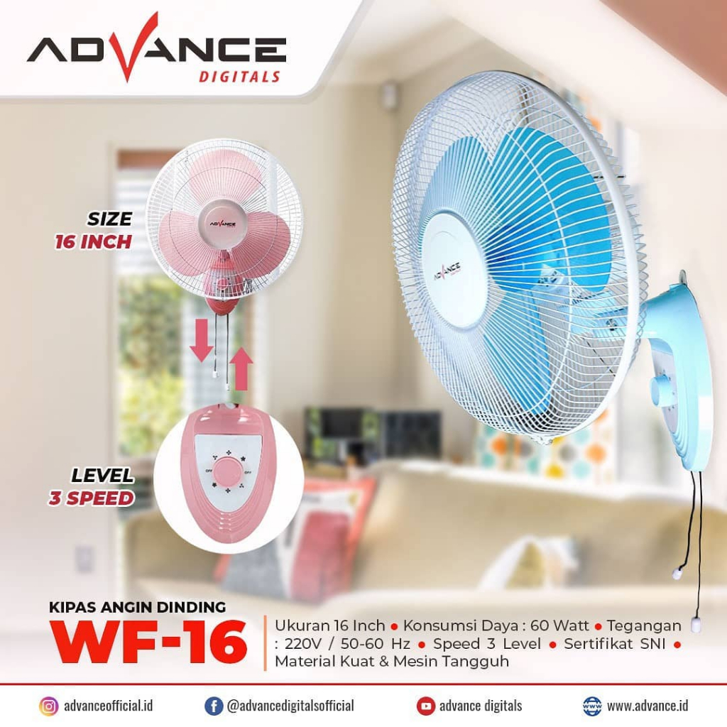Kipas Angin Advance WF-16 / Kipas Angin Dinding Advance WF16 16inch / Wall Fan Kipas Angin Dinding 1