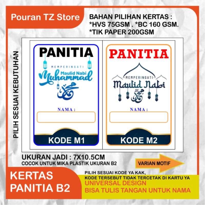 

Kertas Name Tag Panitia maulid nabi Muhammad isi 24 pcs ukuran B2