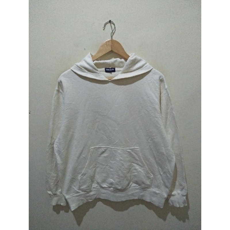 jaket hoodie uniqlo jumbo big size krem second original