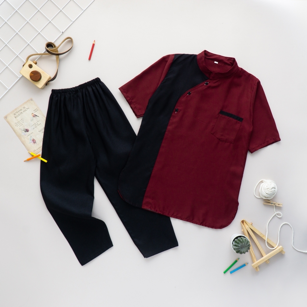 Set Setelan Baju Koko Anak Laki Laki Koko Anak Umur 1 2 3 4 5  6 7 8 9 Tahun 10 11 12 13-15Tahun Baj