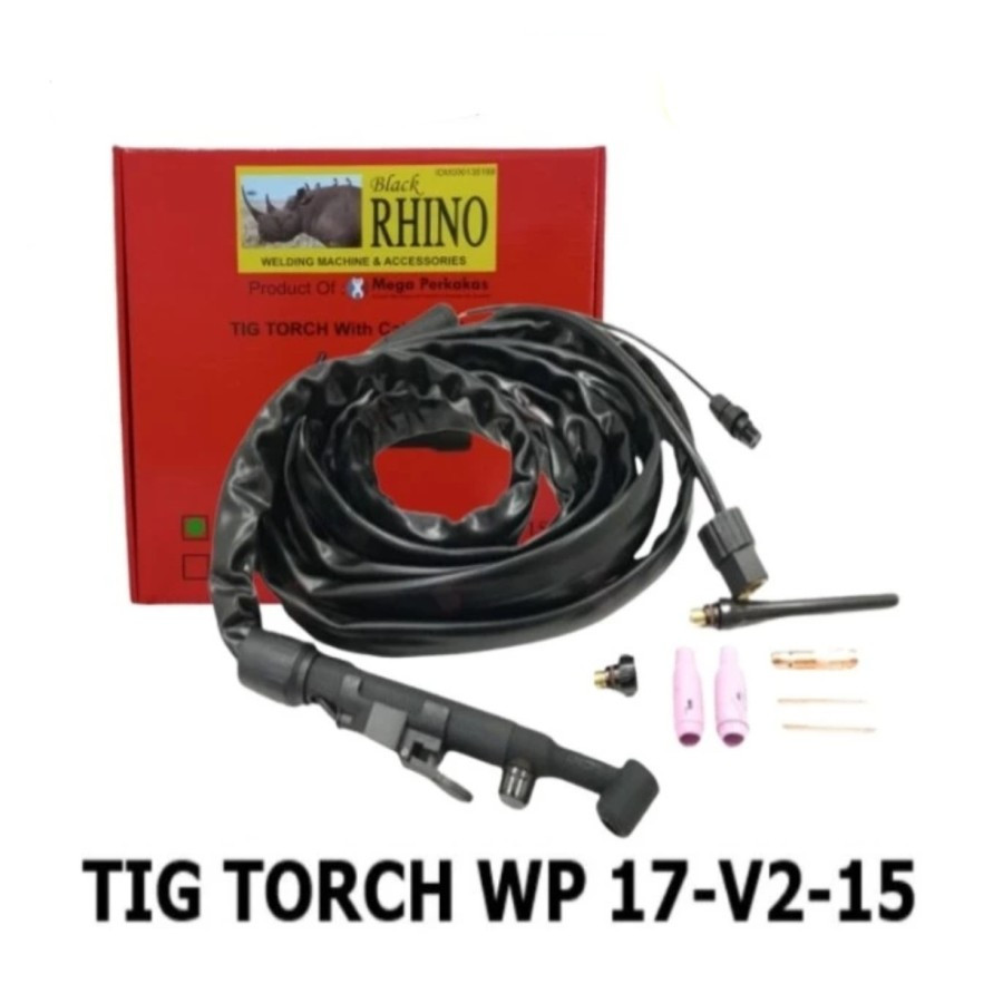 Tig Torch WP 17-V2-15 RHINO Stang Las Argon WP 17V-2 15 Tang Las WP17-V2-15 Fleksibel Pencet Putar M