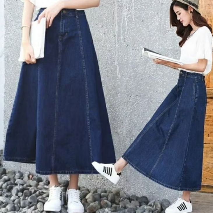 rok span plat 3//rok jeans span//rok jeans wanita//rok span polos//rok  jeans  payung//rok jeans 7/8