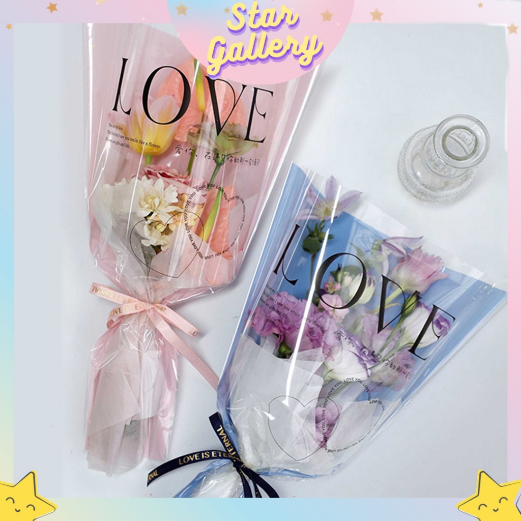 

(1 PACK ISI 20 LEMBAR) Plastik Buket Bunga Plastic Flower Bucket Plastik Bucket Bunga Motif Love Single Rose SF04