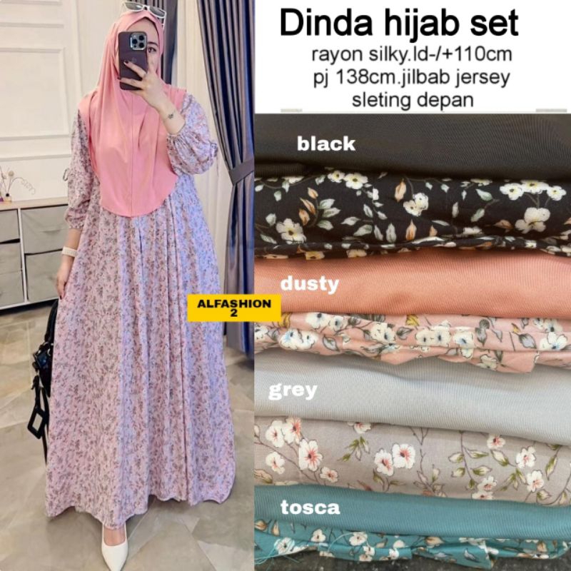 GAMIS SET HIJAB FAB RAYON SILKY // DINDA SET HIJAB ORI ALFASHION