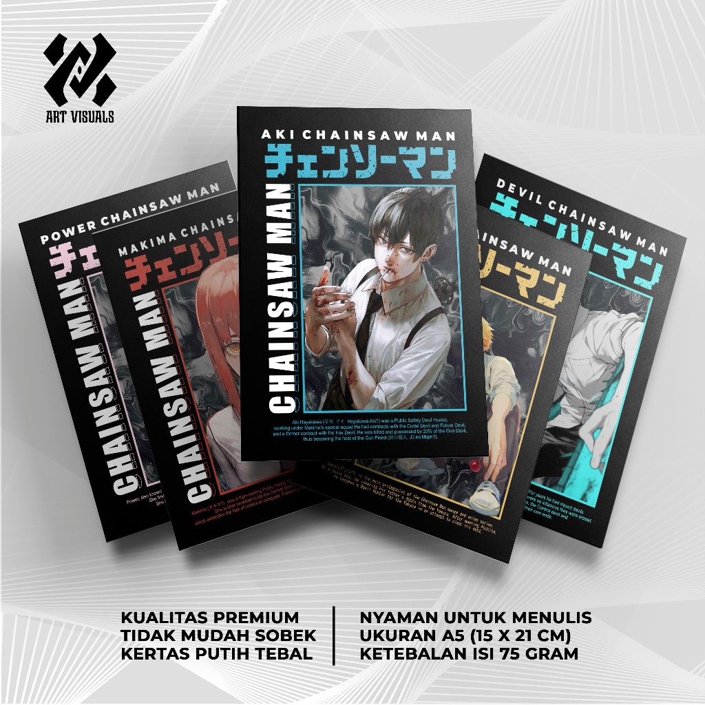 

Buku Tulis Custom Tema Anime Chainsaw Man Terlengkap Termurah Model Bebas Pilih Foto / Buku Tulis Sekolah / Buku Catatan