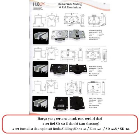 PAKET Rel dan Roda Pintu Lemari Sliding ELCO 329