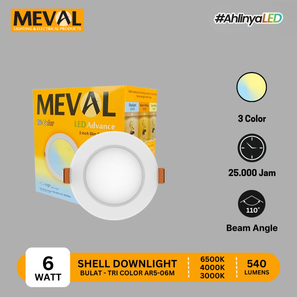 MEVAL Lampu LED Shell Downlight  - Bulat Tri Color