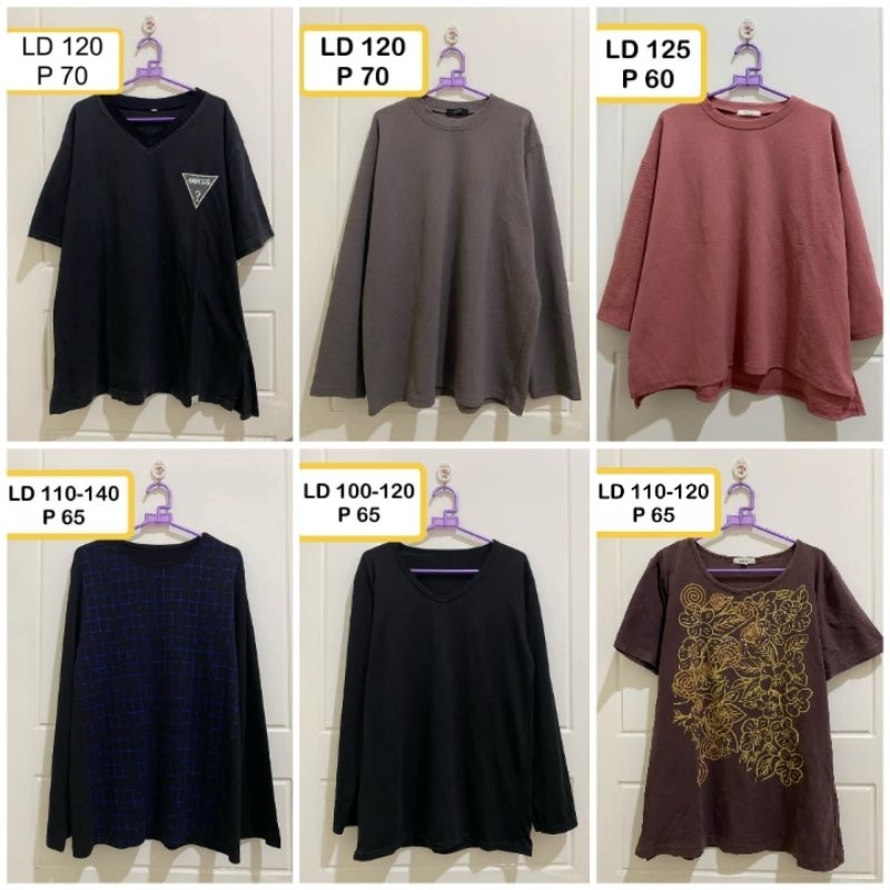 (5) Blouse Atasan Wanita Big Size LD 140 130 120 Kaos Lengan Panjang Pendek Jumbo Preloved