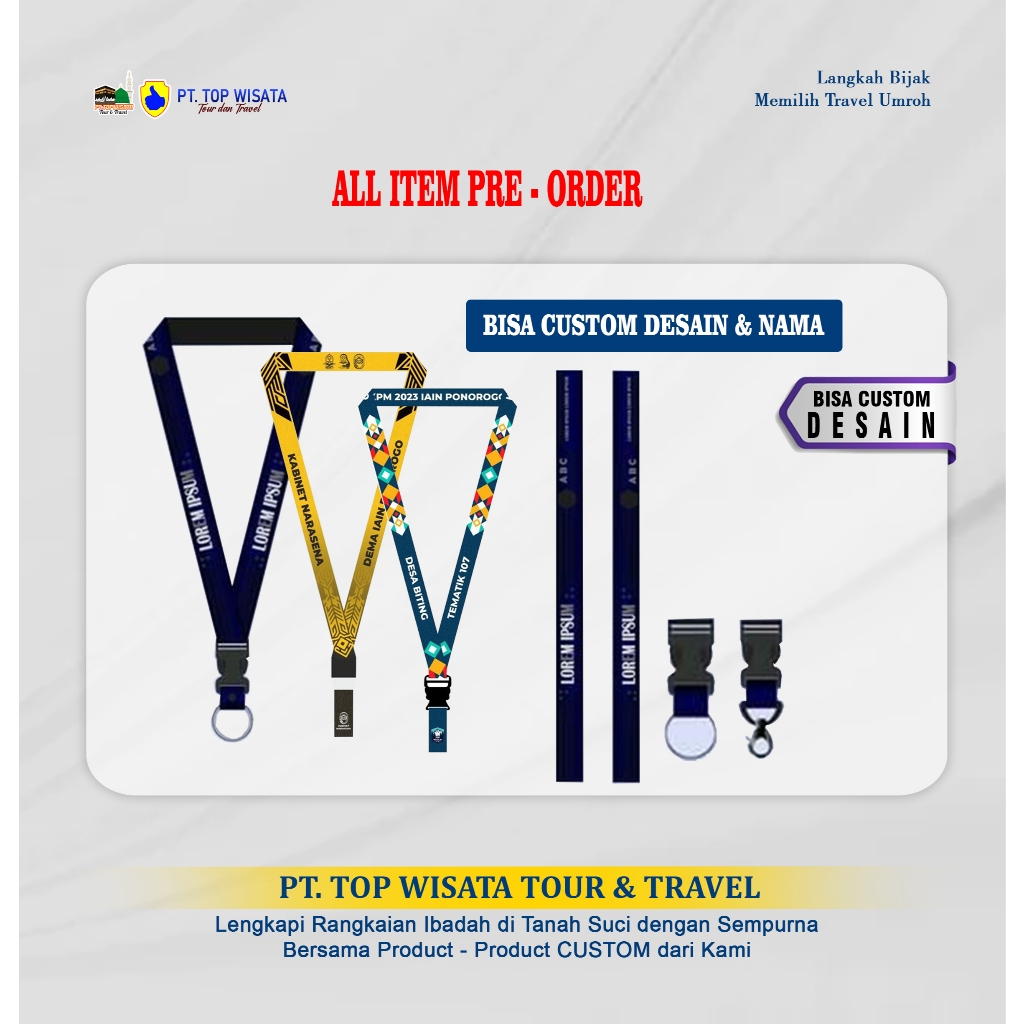 

Lanyard Custom Design - Tali ID Card Custom Cetak 2 Mata Atau 1Mata