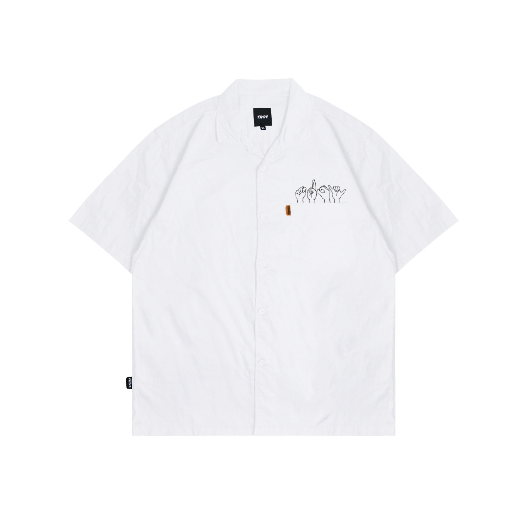 Troy Company Short Shirt White Hand Sign - Kemeja Lengan Pendek Pria Putih KMJ 2945