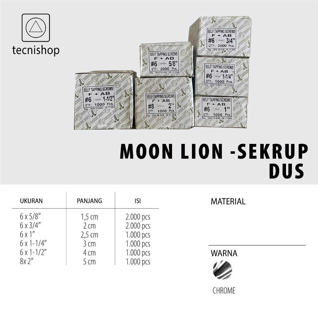 [1 DUS]  Sekrup philip / skrup FAB / Tapping Screw  - FLAT HEAD