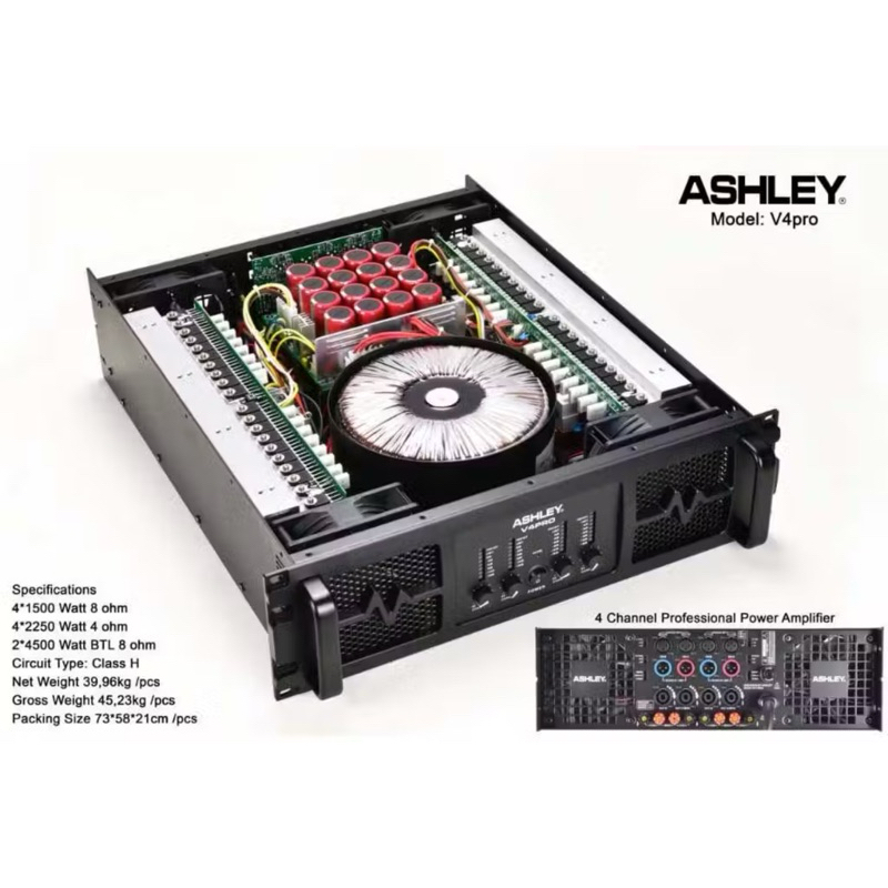 POWER 4 CHANNEL ASHLEY CLASS H V4PRO V 4PRO V4 PRO ORIGINAL BERGARANSI RESMI ASHLEY