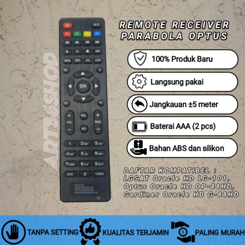 Remot Remote Receiver Parabola Optus Oracle HD OP- 88HD Original Pabrik