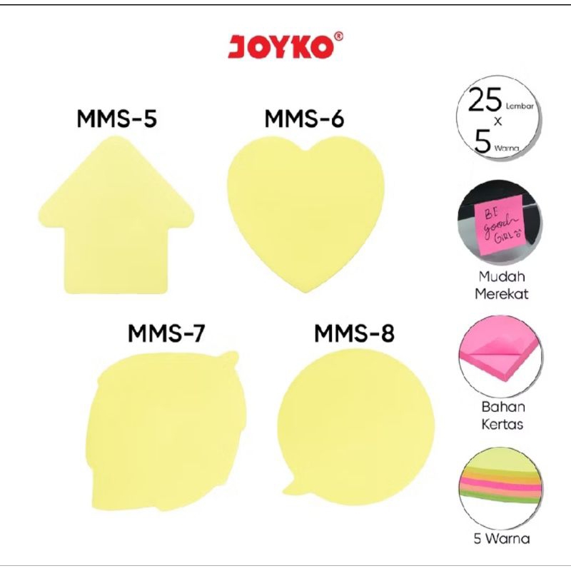 

STICKY NOTE/MEMO STICK JOYKO MMS-5 (PANAH)/MMS-6 (LOVE)/MMS-7 (DAUN)/MMS-8 (PESAN)