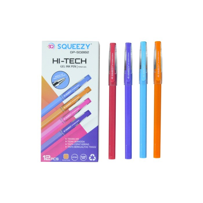 

GEL PEN SQUEEZY HI-TECH GP-SQ882 0.28MM HITAM ISI 12