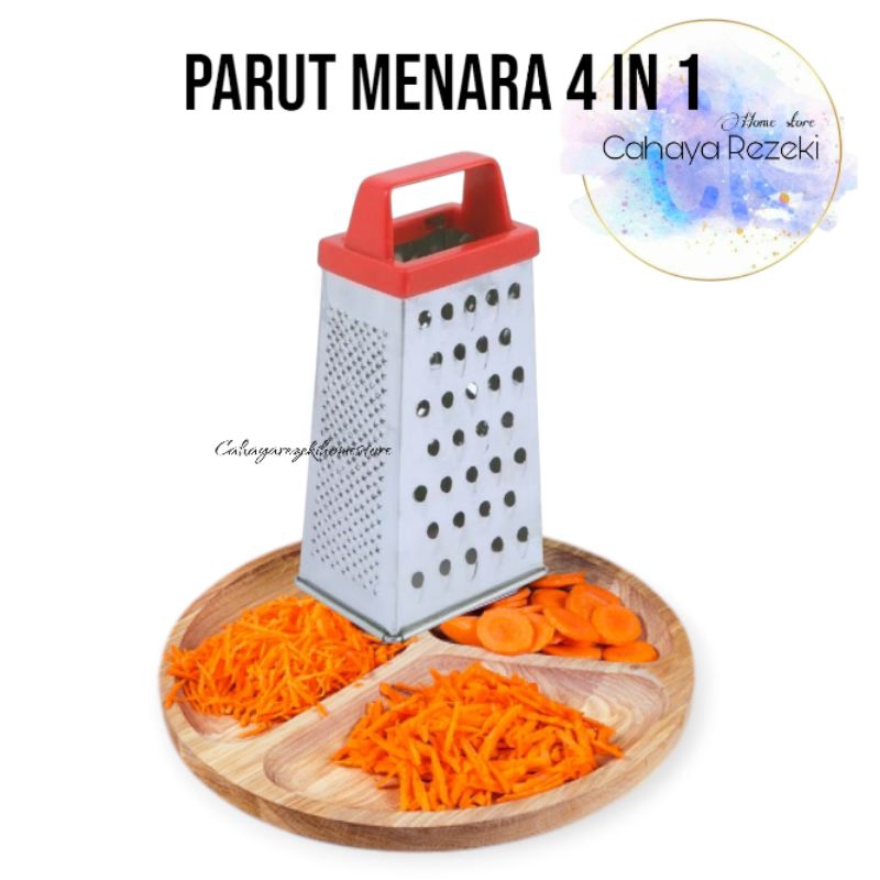 [ Menara Merah ] Parutan Menara Stenlis Serbaguna 4 in 1 / parut kerok pasah SINGKONG KELAPA RUJAK T