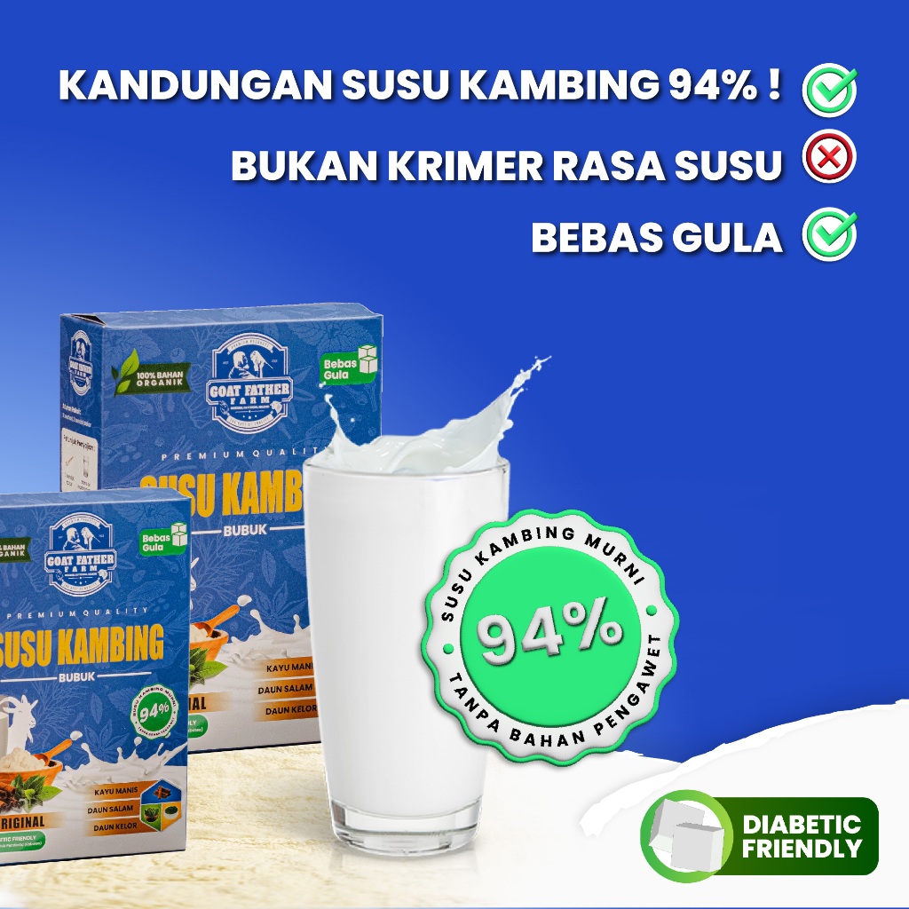 

Susu Kambing Etawa Bubuk Murni Bebas Gula Kemasan 210gr Official Goat Father Farm Ecer