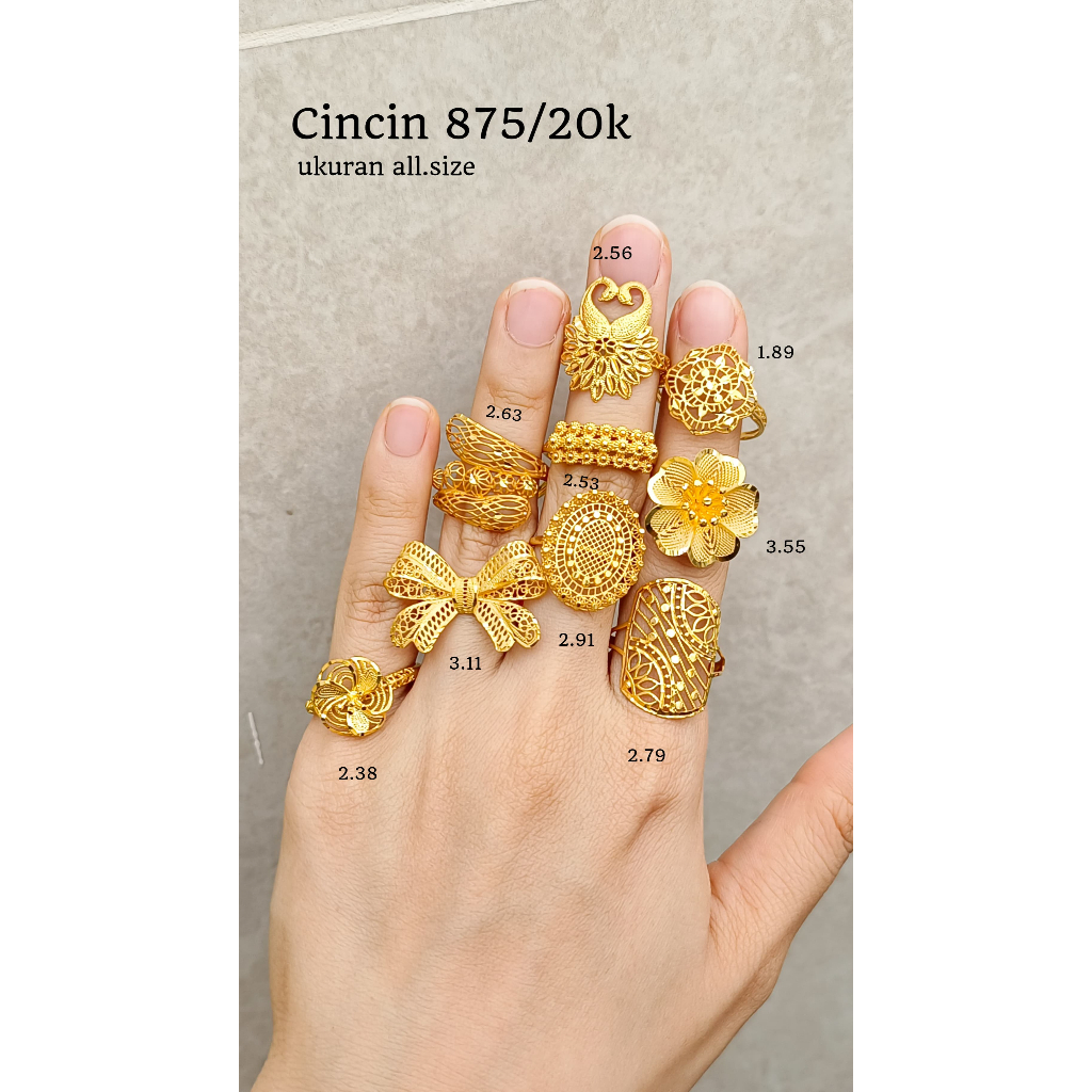 Cincin Allsize Model Kendari Koleksi Josean Hadiah Ultah Emas Asli