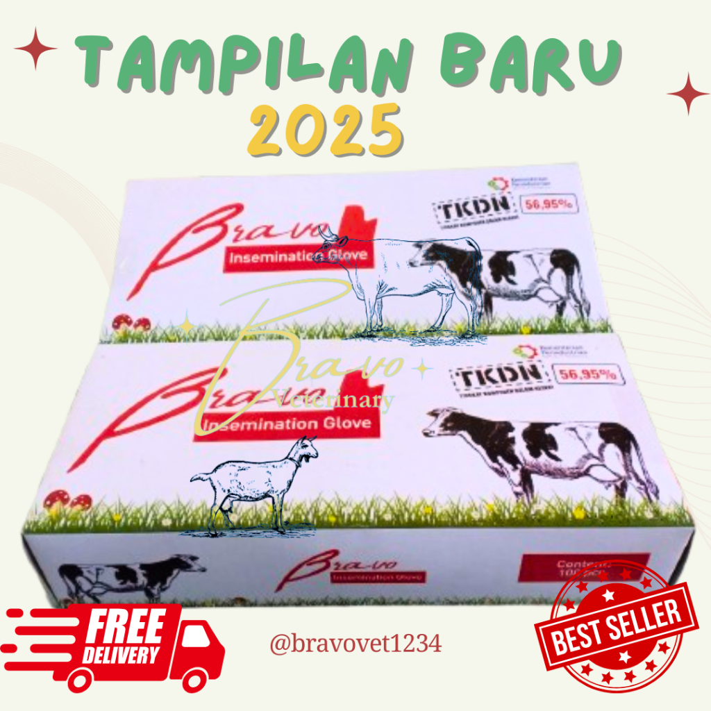 GLOVE IB 2 JARI LOKAL BRAVO - Sarung Tangan Inseminasi Buatan (IB) 100 lembar
