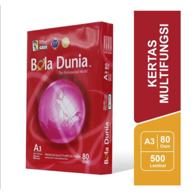 

Bola Dunia Kertas Print / Fotocopy HVS 80 GSM A3 per RIM - BDA PC 80 A3G